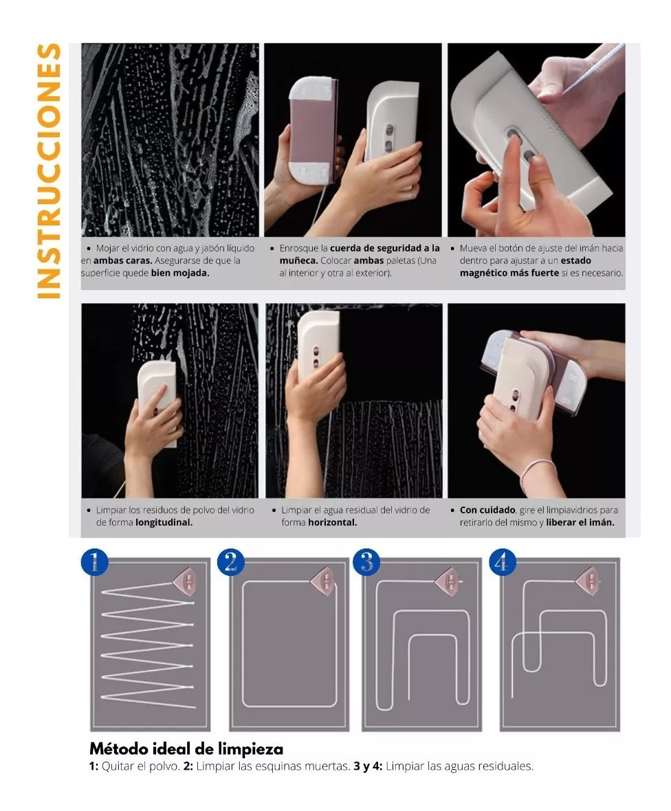 Limpiavidrios magnético rectangular ajustable para vidrios de 3 a 28mm