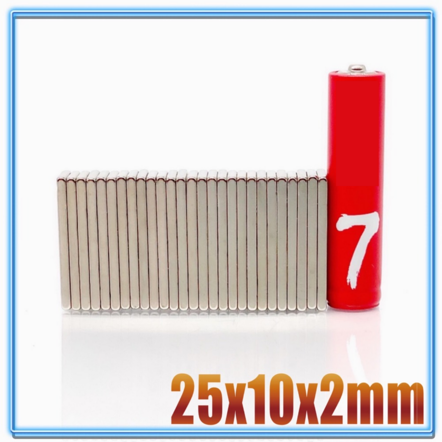 Imán de neodimio rectangular 25x10x2mm
