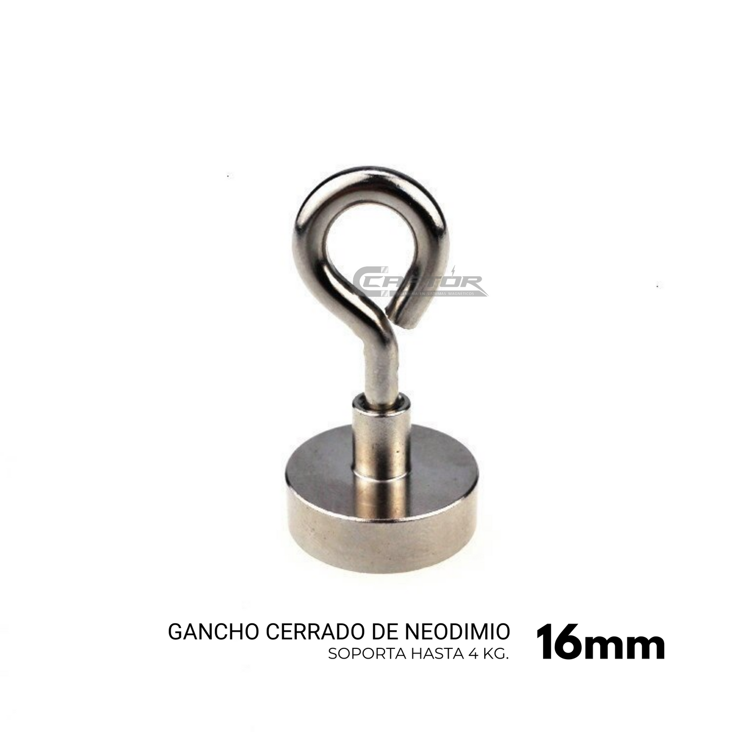 Gancho magnético neodimio cerrado 16mm (4kg)