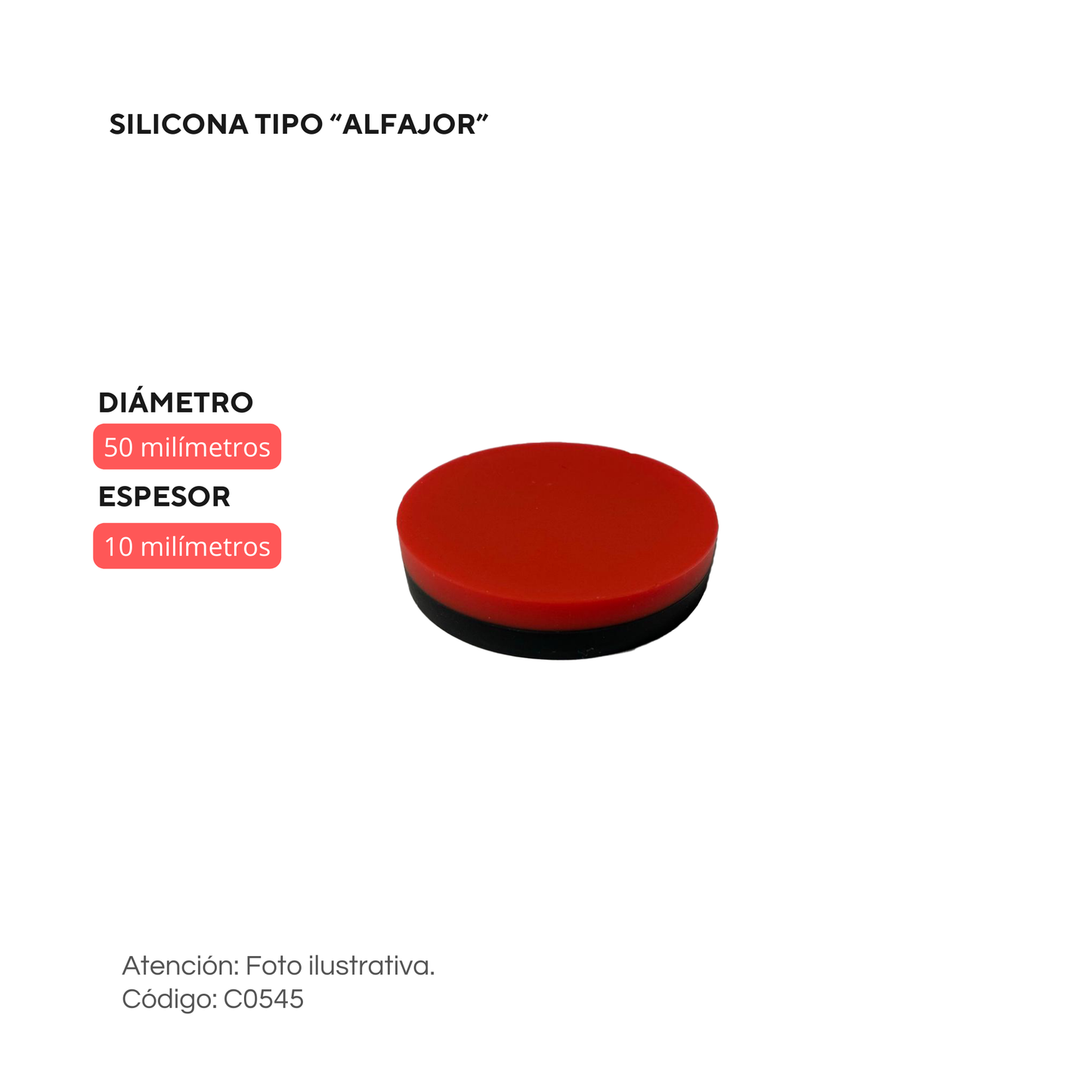 Silicona alfajor 50 x 10mm