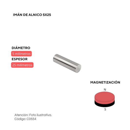 imán de alnico 5 x 25