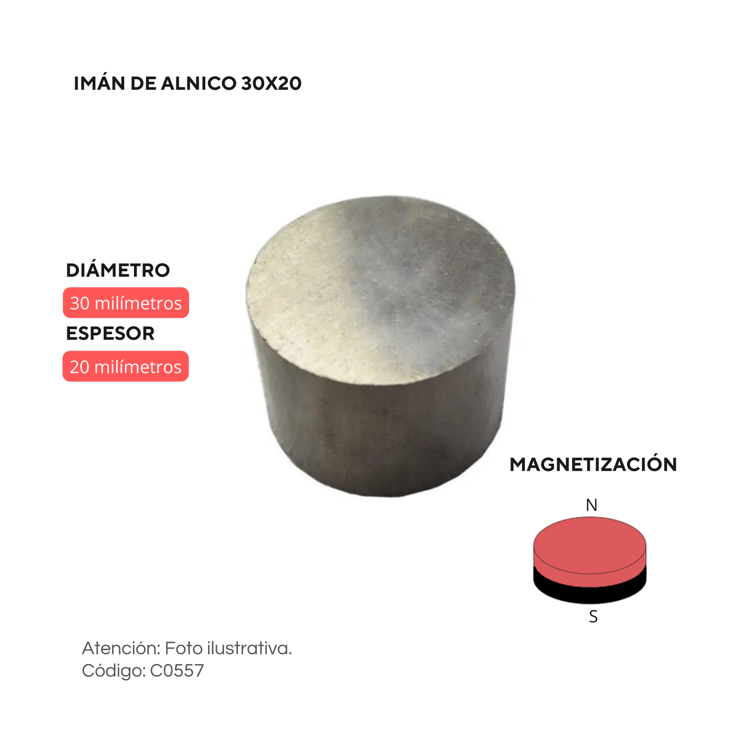 imán de alnico 30 x 20