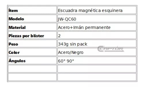 Escuadra magnética JW-QC60 (16Kg)