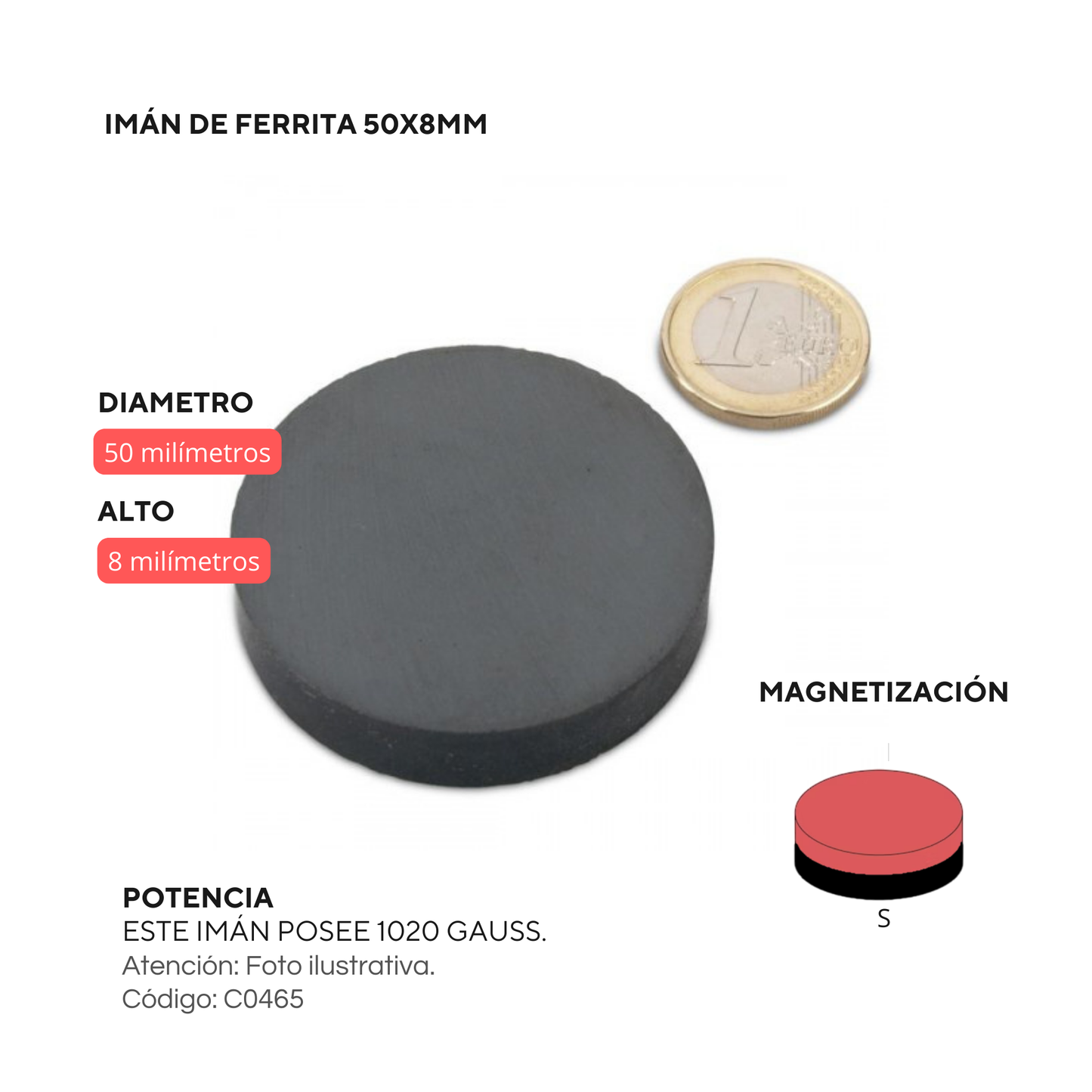 Imán de ferrita 50x8mm