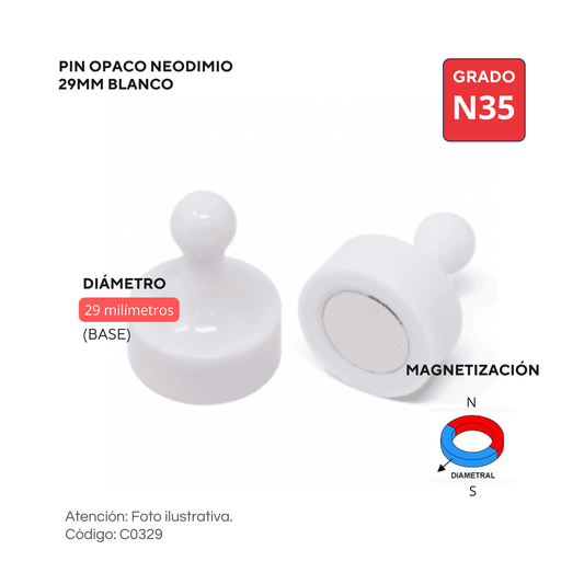 Pin opaco de 29mm - BLANCO