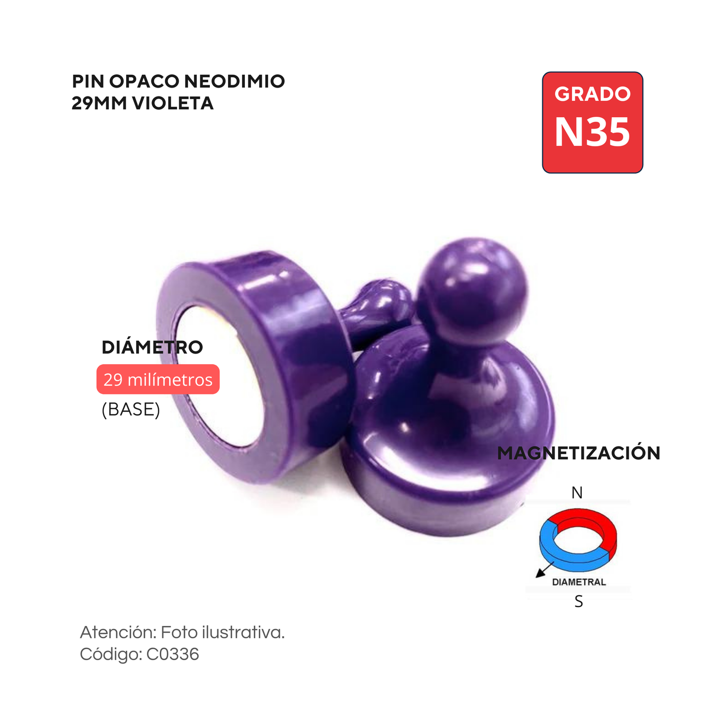 Pin opaco de 29mm - VIOLETA